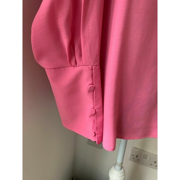Mango Pink Blouse Chiffon Top Long Sleeves Size 8 - Picture 2 of 6